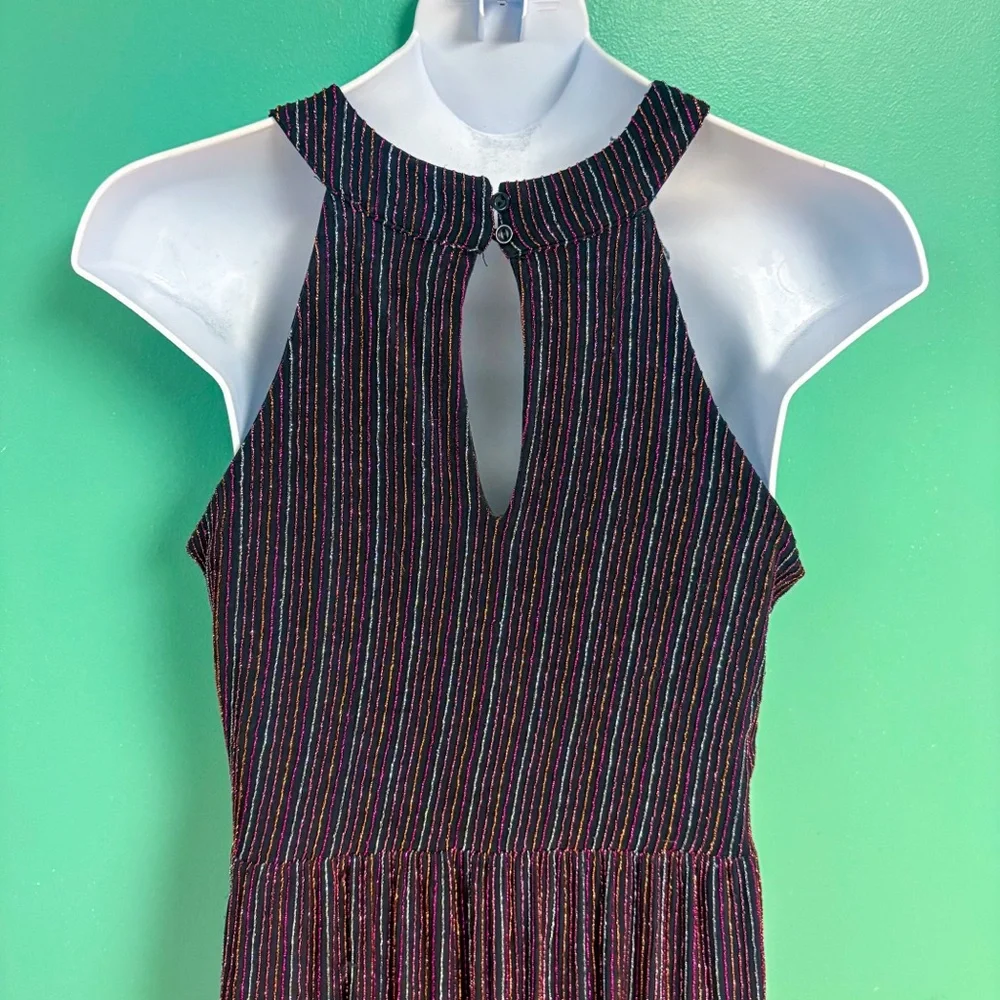 Knitworks Rainbow Shimmer Stripe Halter Neck Keyhole Detail Jumpsuit Girls 14